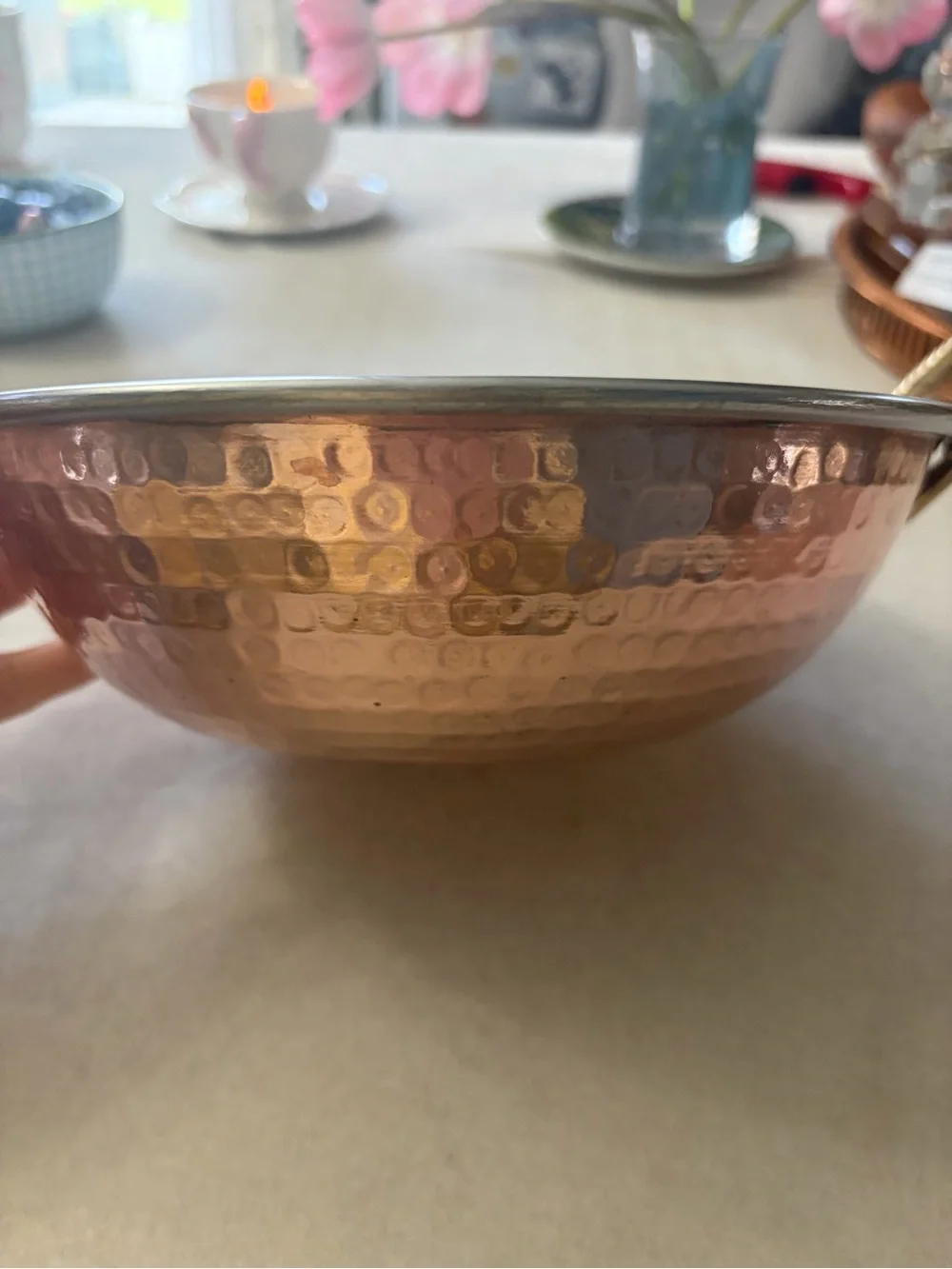 Hammered Copper Serving Bowl - Polished Copper Finish